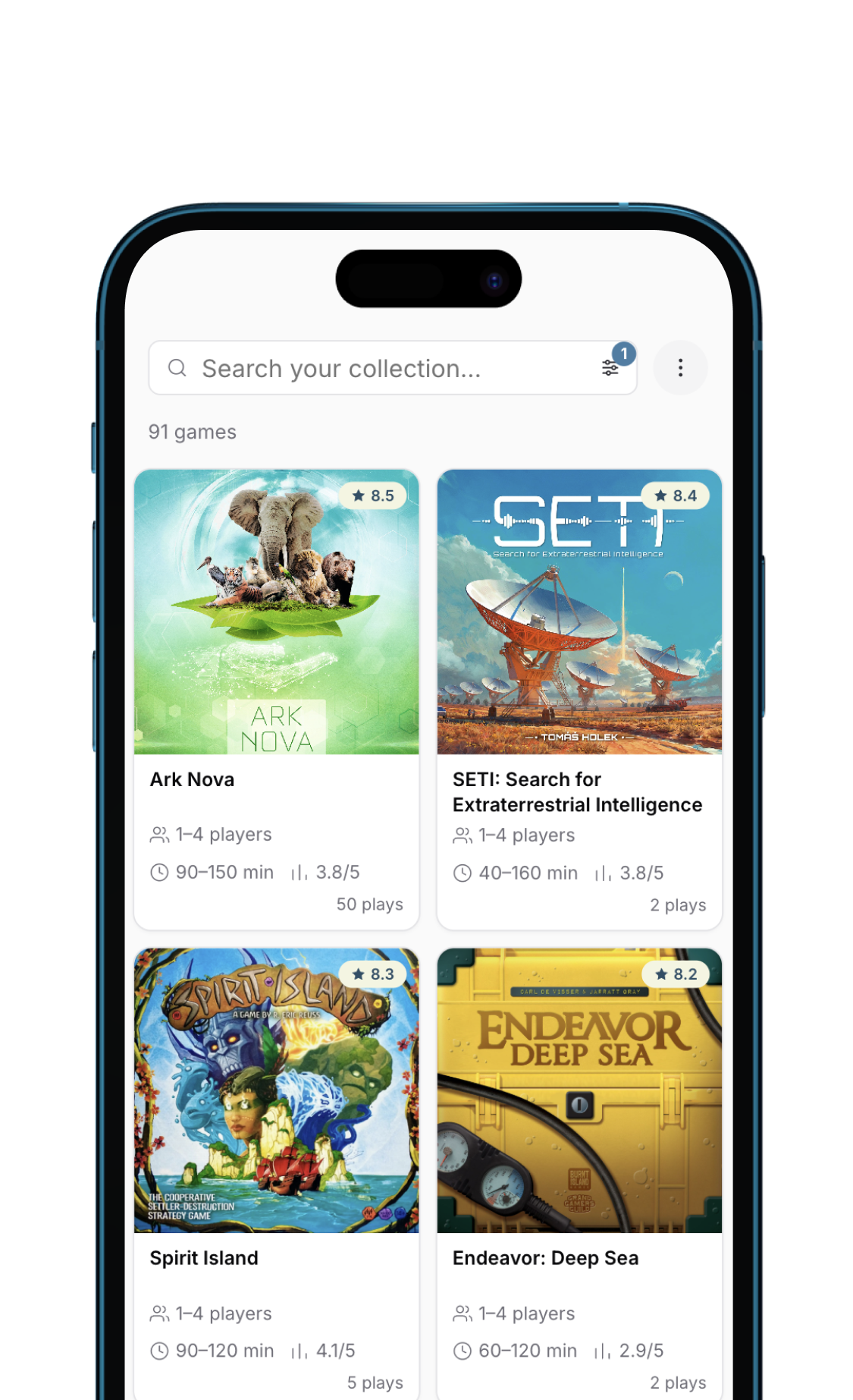 Collection view sorted by BGG rating